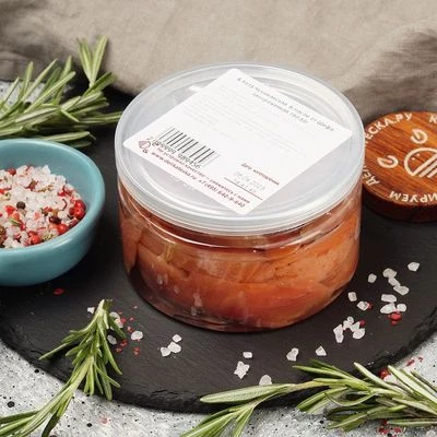 Кета Чумиканская слабосоленая филе-ломтики в масле от Шефа 160/40 г-1}