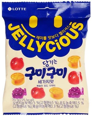 Мармелад жевательный Jellycious Gummy Gummy со вкусом персика, винограда, апельсина 70г-0}