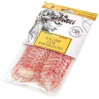 Колбаса сыровяленая Salame con Parmigiano с сыром Пармезан Solemici нарезка 70г-1}