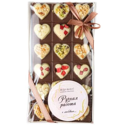 Шоколадная плитка Marmori Сердца 80г-0}