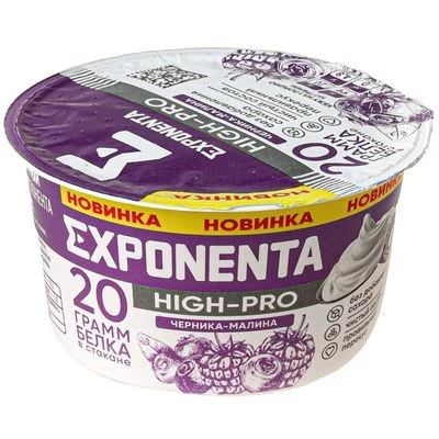 Продукт кисломолочный обезжиренный Exponenta high-pro со вкусом Черника-малина 160г-0}