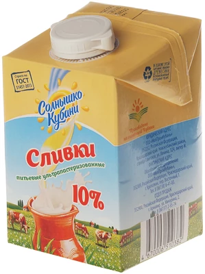 Сливки ультрапастеризованные 10% жир., 500мл -1}