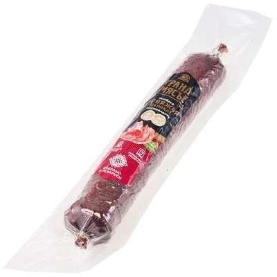 Колбаса сыровяленая Говяжья Гранд Мясъе ~400г-1}