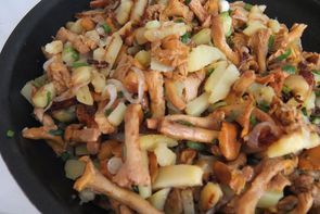 Лисички жареные с картофелем
