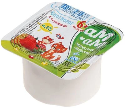 Биотворог с клубникой 4.2% жир. питание для детей с 6 месяцев 100г-0}