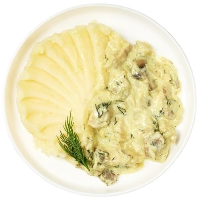 Курица с грибами в сливочном соусе с картофельным пюре Деликатеска 200г-0}