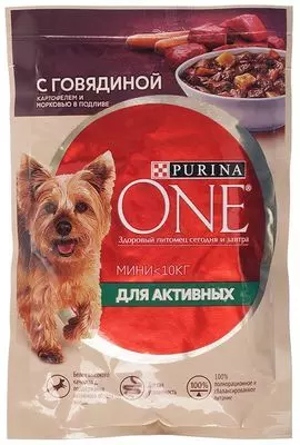 Влажный корм для взрослых собак Purina One Mini Активный Говядина и ...