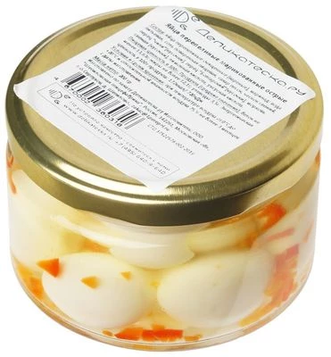 Яйца перепелиные маринованные острые 200г-1}