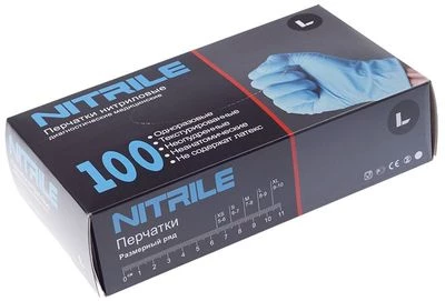 Перчатки нитриловые неопудренные L 100шт-0}