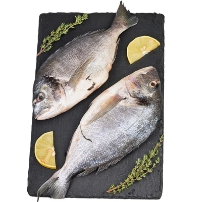 Дорадо средиземноморская потрошеная без чешуи ~600г-0}