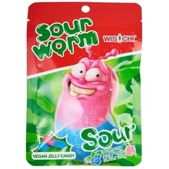 Мармелад жевательный Кислый червячок Черника и персик Китай 20г