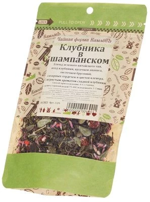Чай зеленый Клубника в шампанском с ягодным ароматом 50г-1}