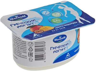 Йогурт Греческий манго-маракуйя 3,4% жир., 125г РАСПРОДАЖА-0}