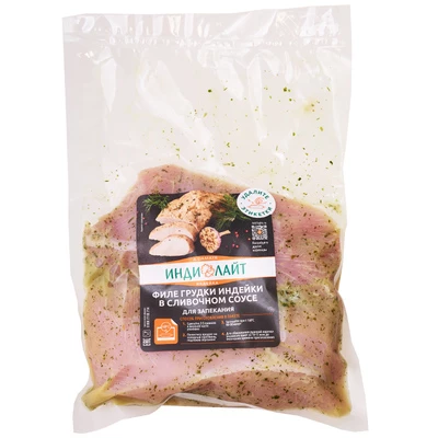 Филе грудки индейки в сливочном соусе для запекания Индилайт 800г-0}