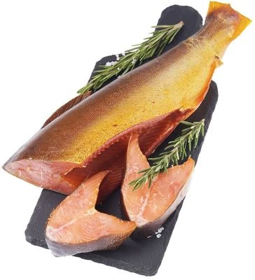 Купить Горбуша тушка потрошеная без головы горячего копчения Деликатеска ~700г со скидкой в Москве