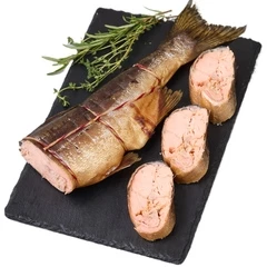 Горбуша тушка потрошеная без головы горячего копчения Деликатеска ~850г