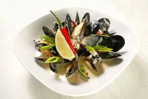 Острые мидии в сливочном соусе