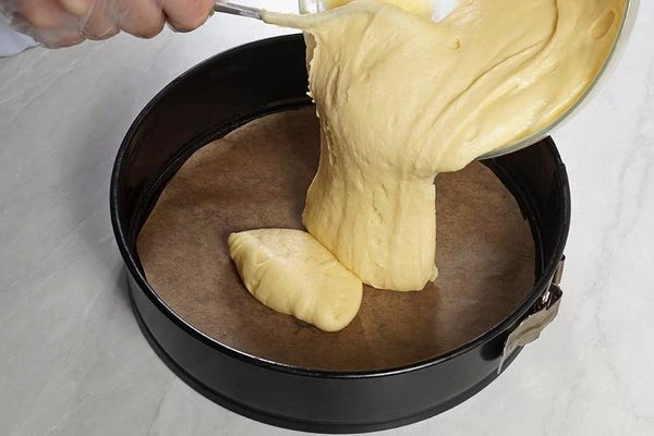 Перелить тесто в смазанную и застеленную пергаментом форму. Поставить в разогретую до 200С духовку. Выпекать до готовности 25-30 минут. Готовность коржей проверить с помощью деревянной шпажки, если палочка чистая и сухая, значит готово.