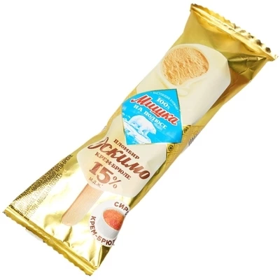 Мороженое Эскимо пломбир Крем-Брюле в глазури Мишка на полюсе 15% жир. 65г-0}