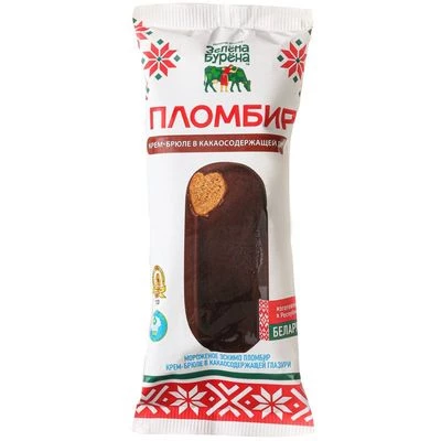 Эскимо пломбир крем-брюле в глазури Зелена Бурена 12% жир. 70г-0}