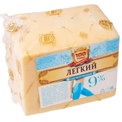 Сыр полутвердый Легкий 100 тонн 9% жир. ~1.5кг-0}