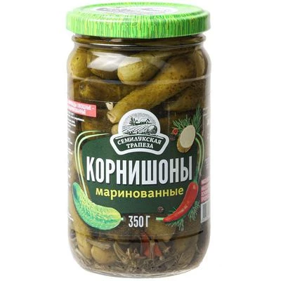 Огурцы корнишоны маринованные Семилукская трапеза 350г-0}