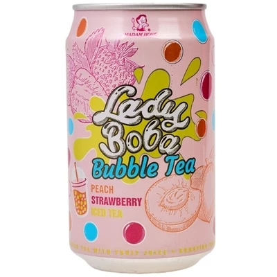 Напиток Bubble tea Lady Boba со вкусом персика и клубники Тайвань 320мл-0}