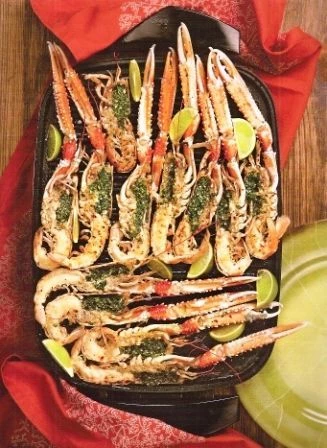 Скампи со сладким соусом из сидра