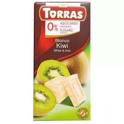 Шоколад белый с кусочками киви без сахара Torras 75г - купить в Москве ...