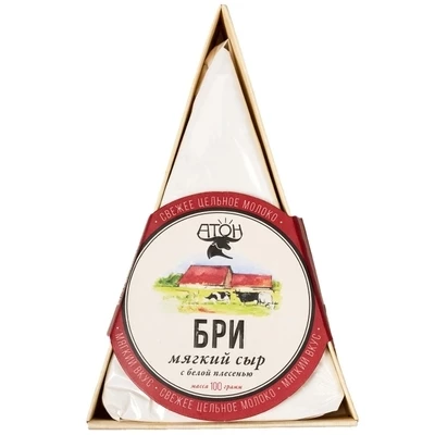 Сыр мягкий Бри с белой плесенью 50% жир. Атон 100г-0}