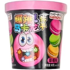 Печенье-сэндвич Макарон с клубничным вкусом и взрывной карамелью Китай 80г