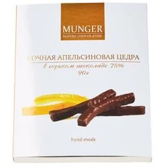 Сочная апельсиновая цедра в горьком шоколаде 75% Мунгер 90г