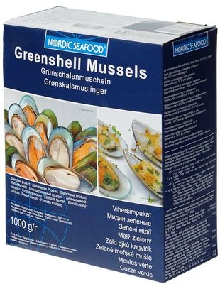 Мидии Киви на половине раковины размер М 30/45 1кг-1}