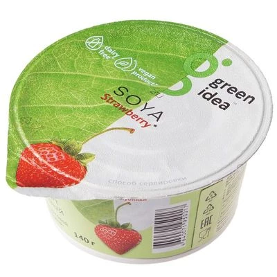 Десерт соевый с йогуртовой закваской и соком клубники Green Idea 140г-0}