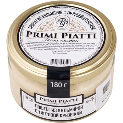 Паштет из кальмара с тигровой креветкой PrimiPiatti 180г-1}