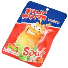 Мармелад жевательный Кислый червячок Апельсин и лайм Китай 20г