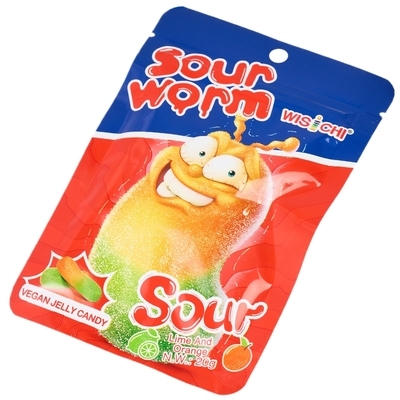 Мармелад жевательный Кислый червячок Апельсин и лайм Китай 20г-1}