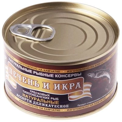 Печень и икра минтая ассорти 220г-0}