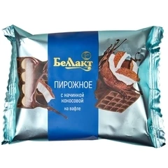 Пирожное с творогом с кокосовой начинкой на вафле Беллакт 100г