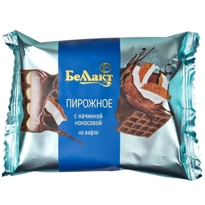 Пирожное с творогом с кокосовой начинкой на вафле Беллакт 100г-0}