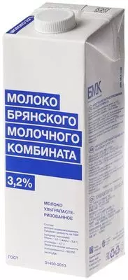 Молоко ультрапастеризованное БМК 3.2% жир. 975мл купить в Москве с ...