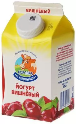 Йогурт Вишневый Коровка из Кореновки 2.1% жир. 21 сутки 450г - купить в ...