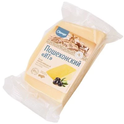 Сыр полутвердый Пошехонский 45% жир. 200г-1}