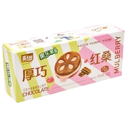 Печенье-сэндвич Jiashili с соком шелковицы, пюре малины и клубники, со вкусом шоколада Китай 110г-1}