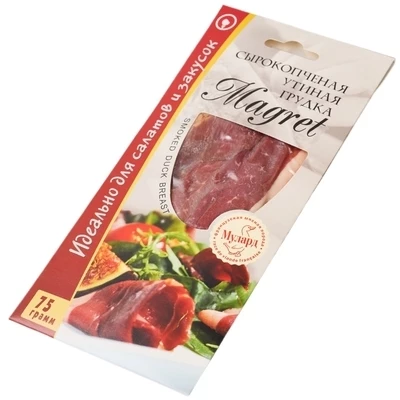 Грудка утиная Magret Мулард нарезка сырокопченая охлажденная 75г-1}