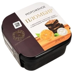 Мороженое пломбир с апельсином и шоколадным бисквитом Брауни А.Ростагрокомплекс 15% жир. 300г 