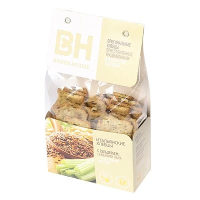 Хлебцы Итальянские Baker House с сельдереем, семенами льна и оливковым маслом 250г-0}