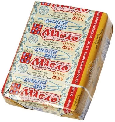 Масло сливочное Традиционное несоленое 82.5% жир. 180г-1}