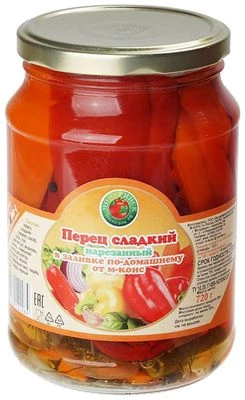 Перец сладкий нарезанный в заливке по-домашнему 720г-0}