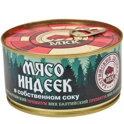 Мясо индеек в собственном соку Балтийский 325г  -0}